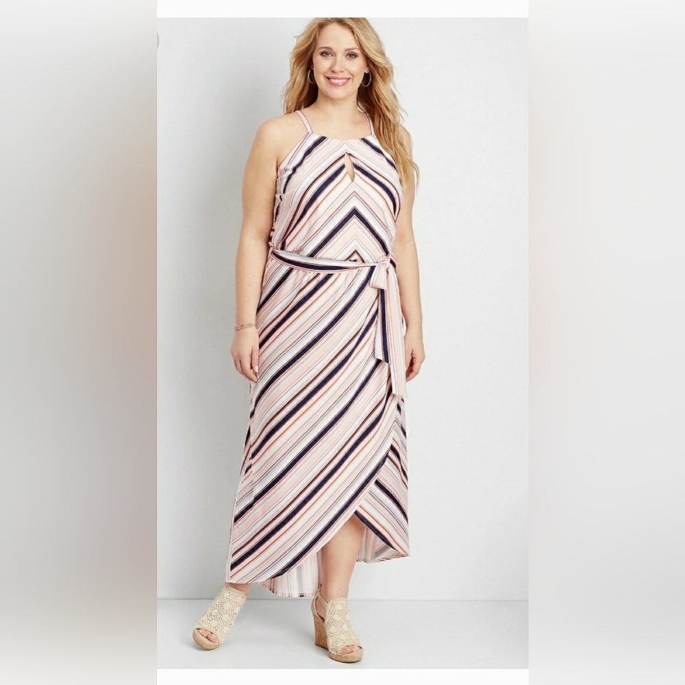 Striped Sleeveless Maxi Dress